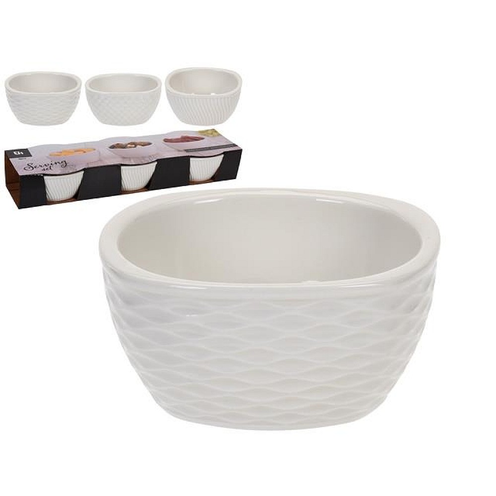 Set pentru aperitiv EH, 3 boluri, 9.5X4.5cm, portelan