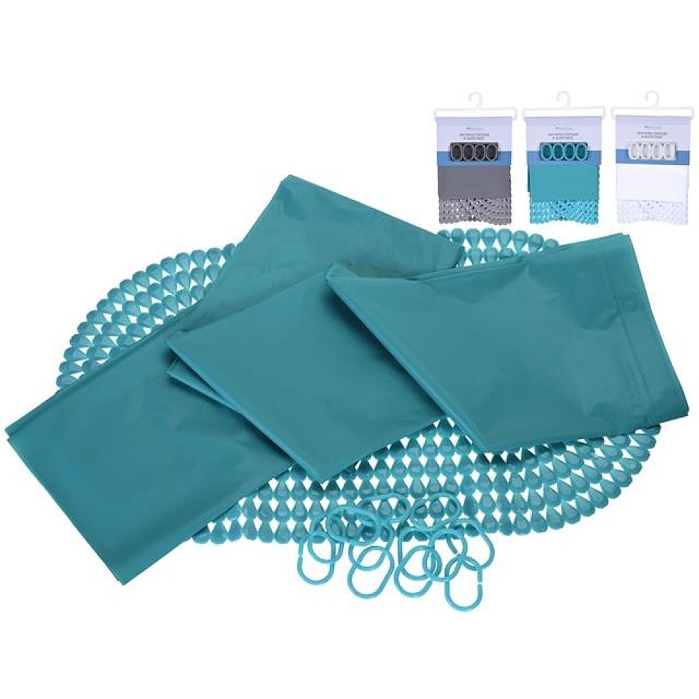 Set perdea pentru dus 180Х180cm si covoras de baie 68Х38cm