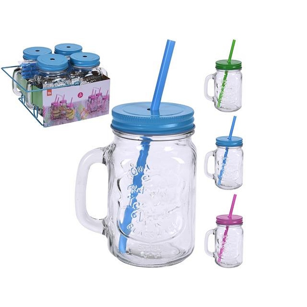 Set borcan сu maner si cu pai EH 4 buc, 0.45l si suport