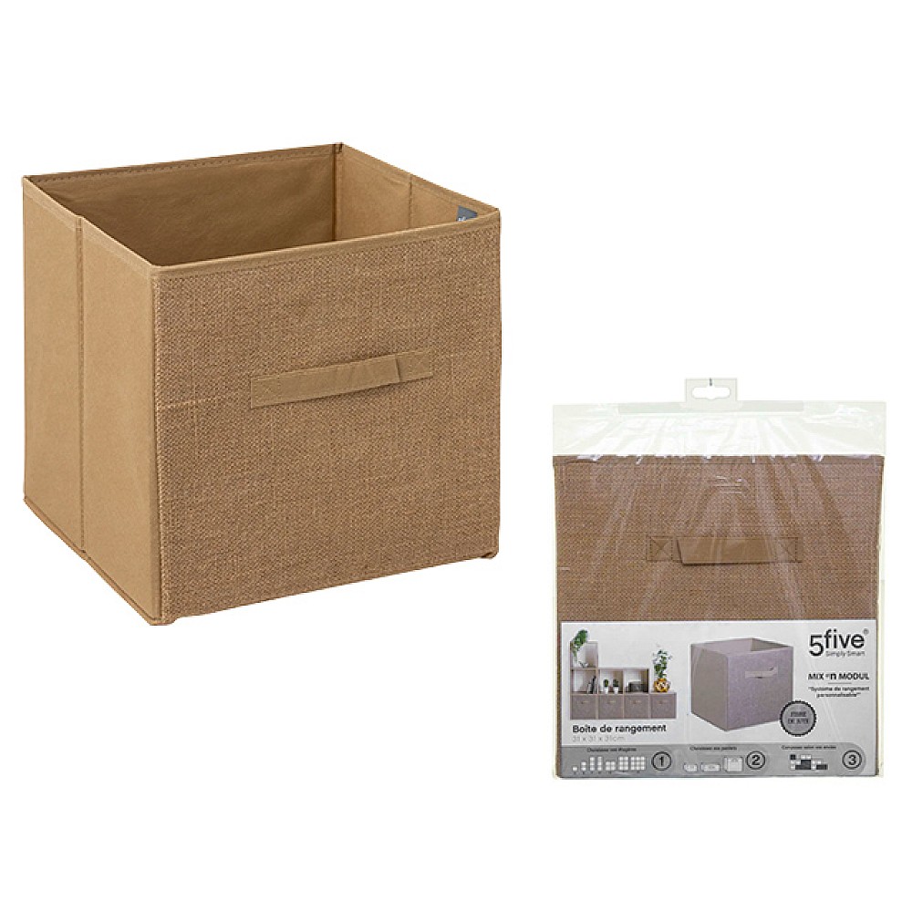 Cutie 5Five 31X31X31cm cu maner, bej, textil