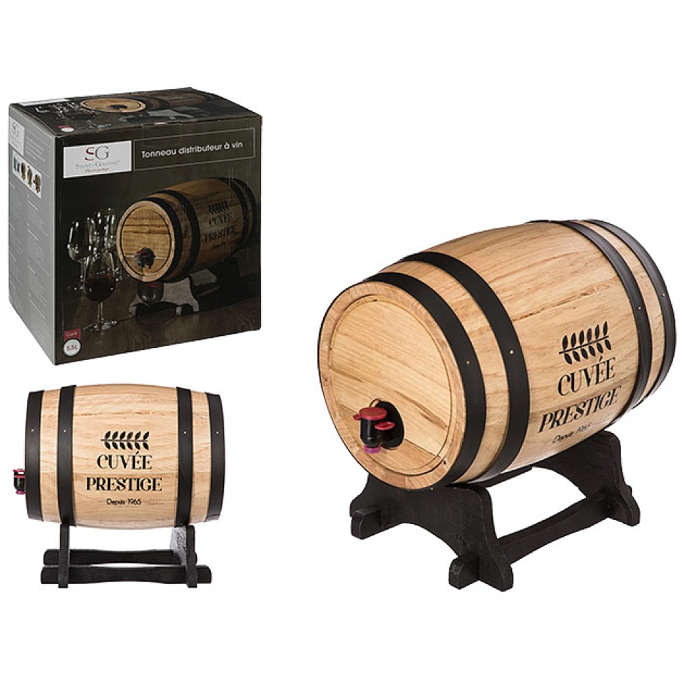 Butoi de vin SG 5.5l, 27X25X22 cm, pe suport, lemn 