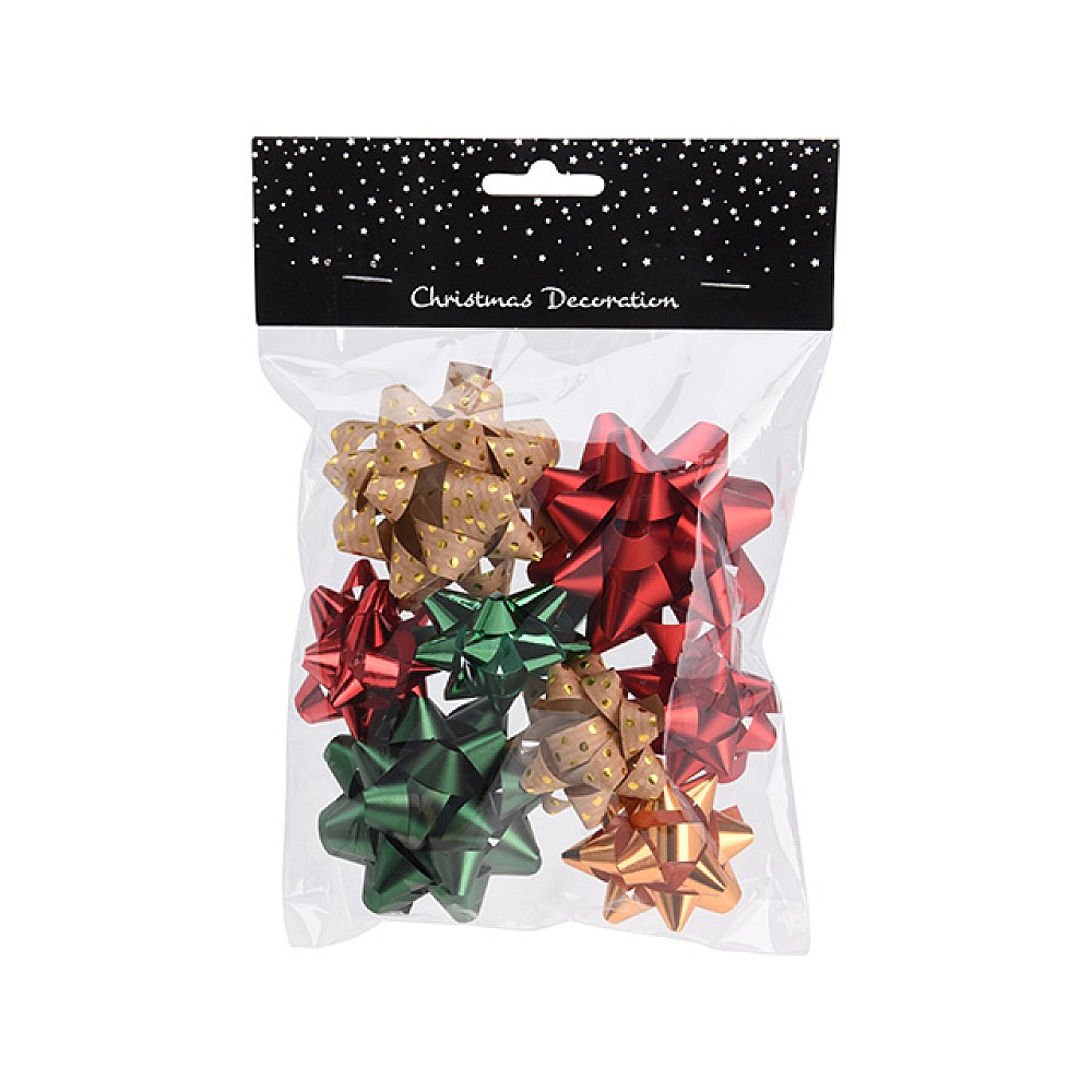 Set pentru decorat cadouri 8 stelute 3X7cm, 5X5cm colorate