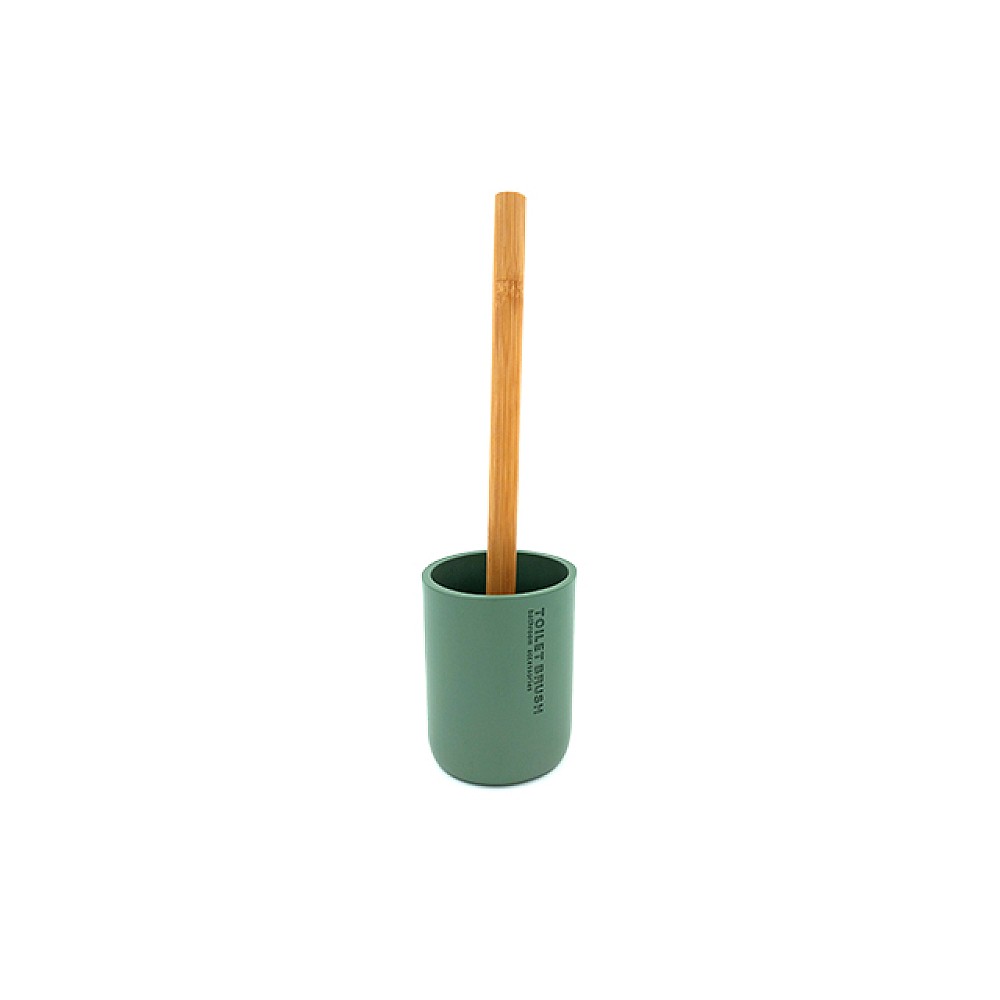 Perie WC cu suport Tendance Kaki mâner bambus, verde, din polirasină