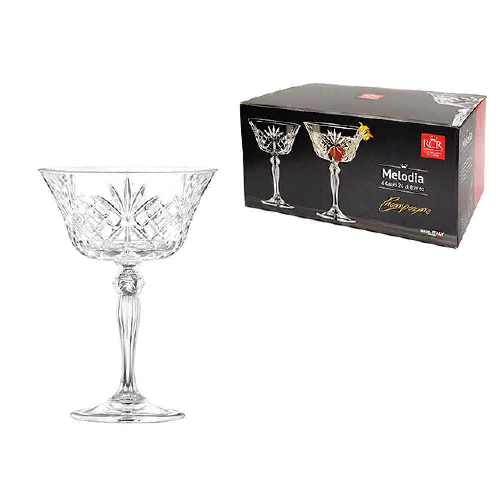 Set 6 pahare pentru sampanie Melodia, 260ml