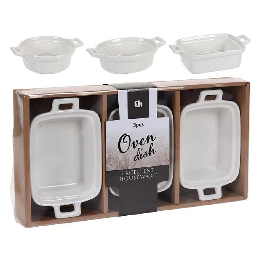 Set forme pentru mancari calde EH 3buc 20X16cm, portelan
