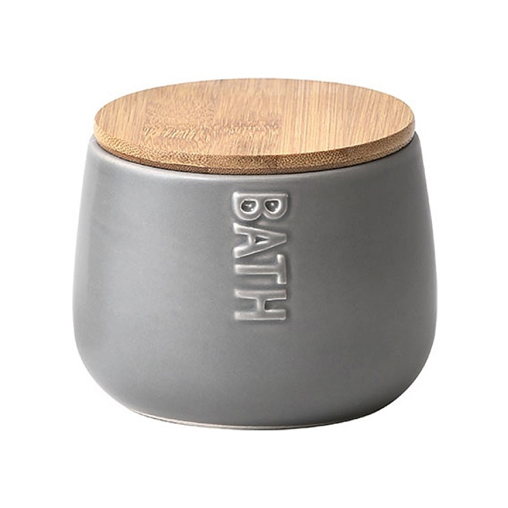 Borcan cu capac Tendance Bath D7.5X9.5cm, gri, din ceramică+bambus