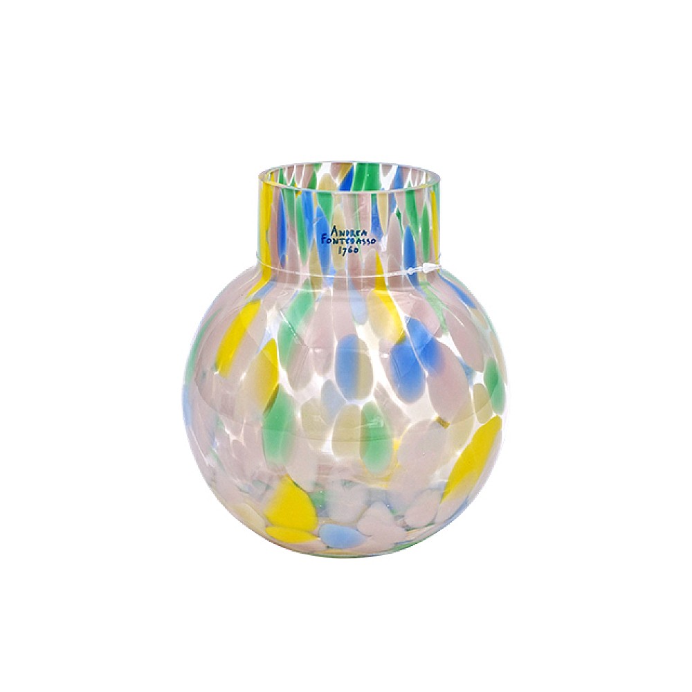 Vaza din sticla AndreaFontebasso 1760 Rainbow H14 cm, verde / roz