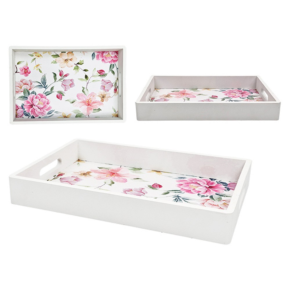 Tava de sevire Tognana Wild Rose 30X20X4 cm, cu manere, din lemn