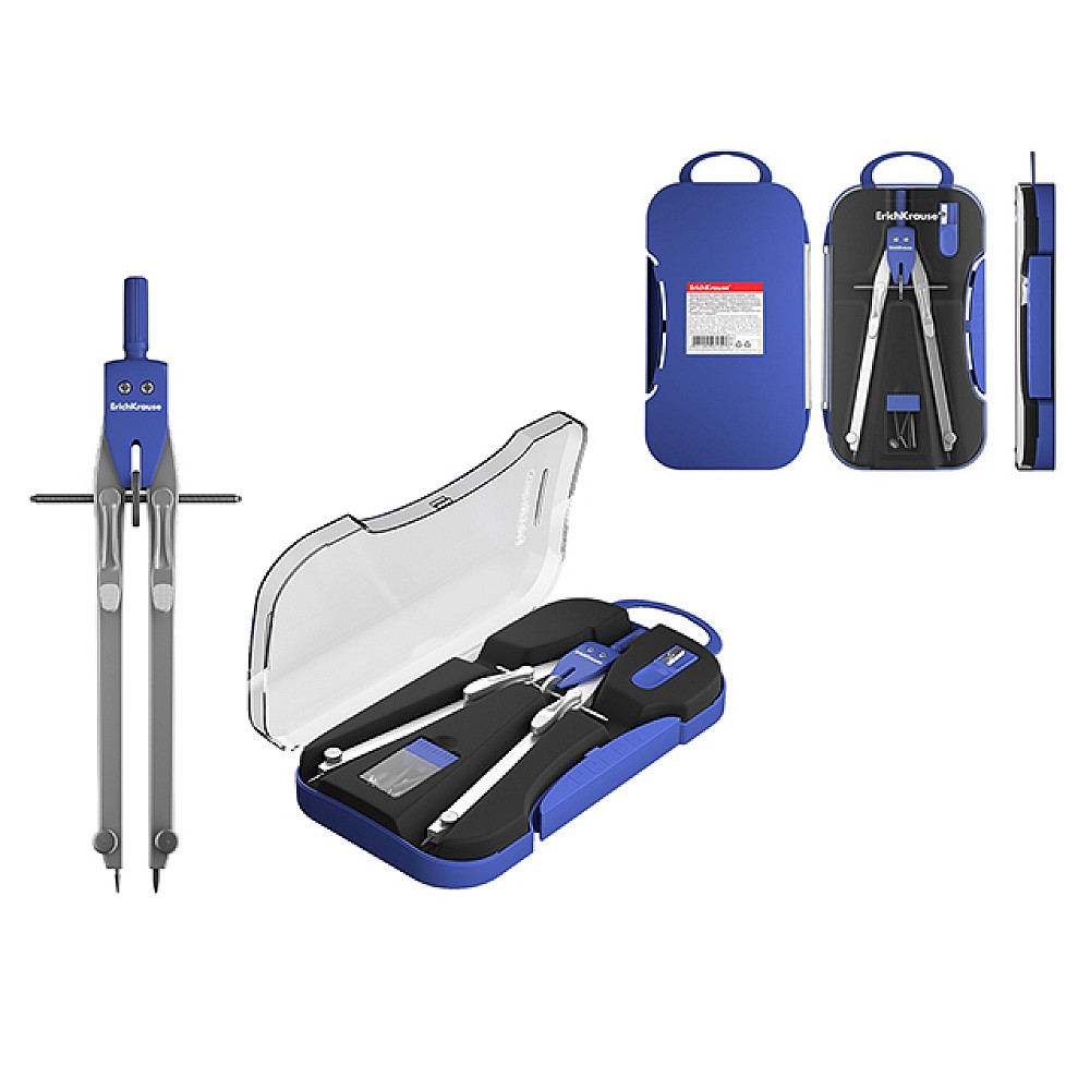 Set geometric ErichKrause University, 3 piese, metal, cutie de plastic