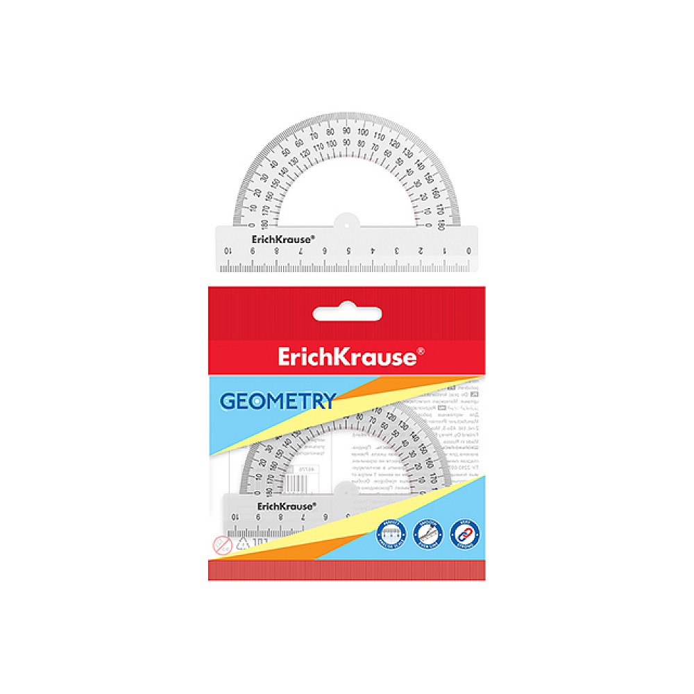 Raportor ErichKrause Clear, 180°/10 cm, transparent