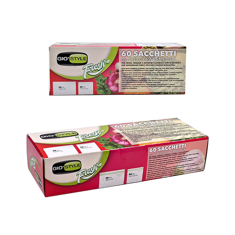 Pungi cu fermoar ermetic GioStyle Fresh 60buc (30buc 18X21 cm + 30buc 15X15.5 cm )