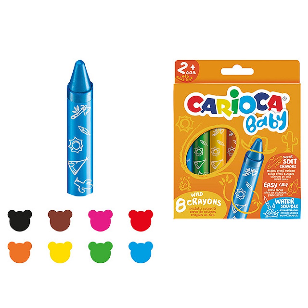 Set creioane din ceara Carioca Baby 8buc pentru copii 2+