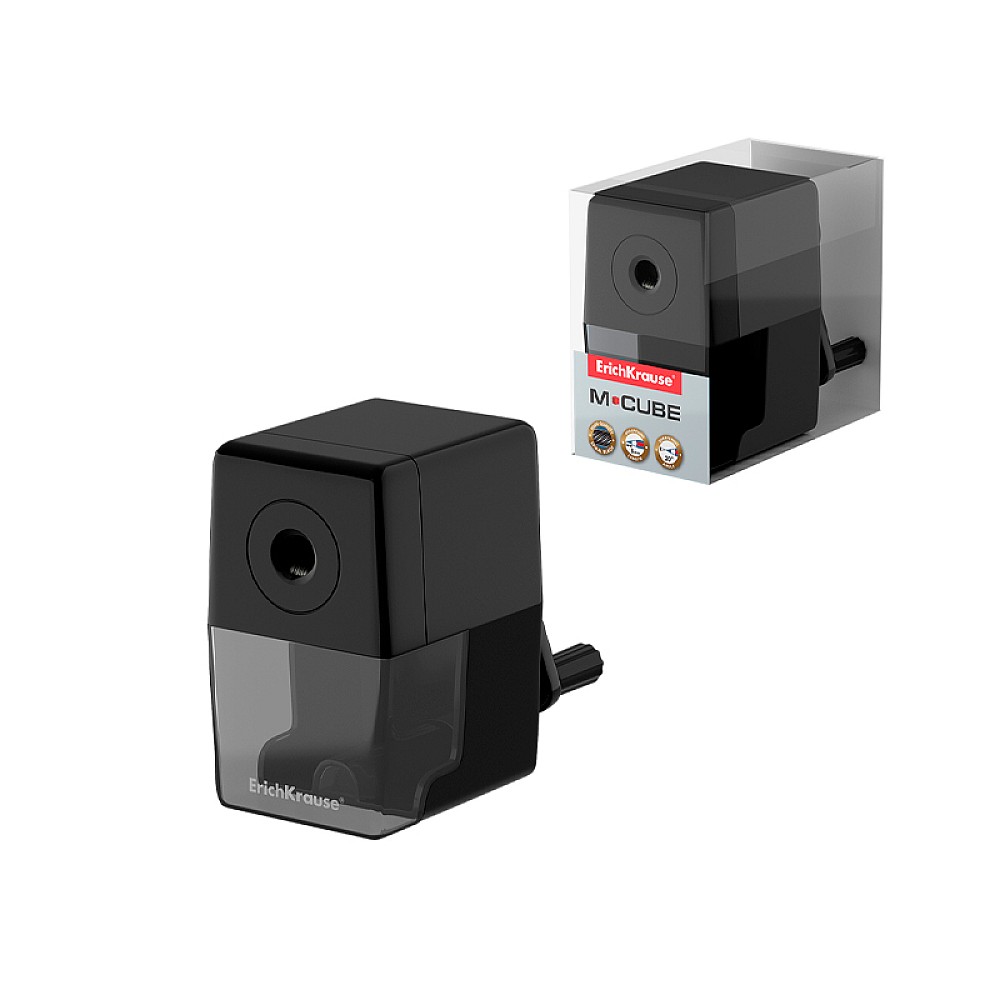 Ascutitor mecanic ErichKrause M-Cube cu recipient, negru