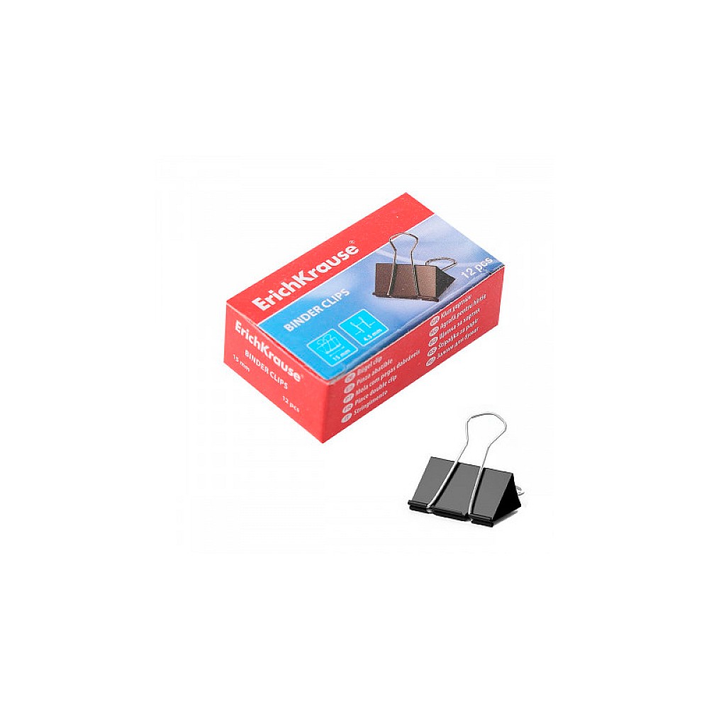 Set clame de metal pentru hirtie ErichKrause 12bucX15mm, negru