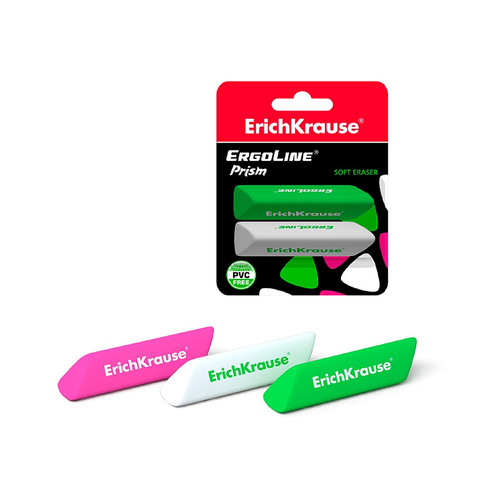 Set de 2 radiere ErichKrause ErgoLine Prism, blister