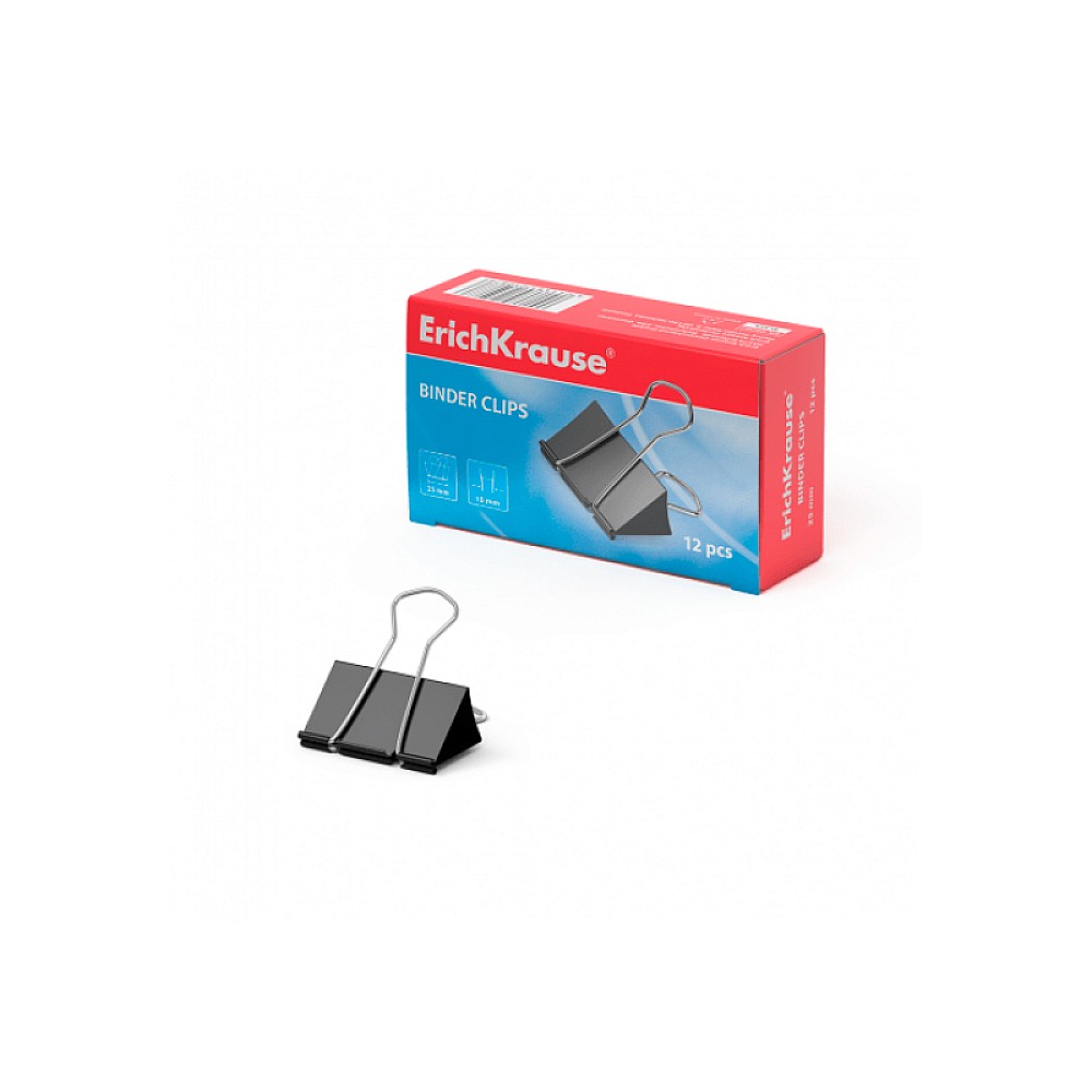 Set clame de metal pentru hirtie ErichKrause 12bucX25mm, negru
