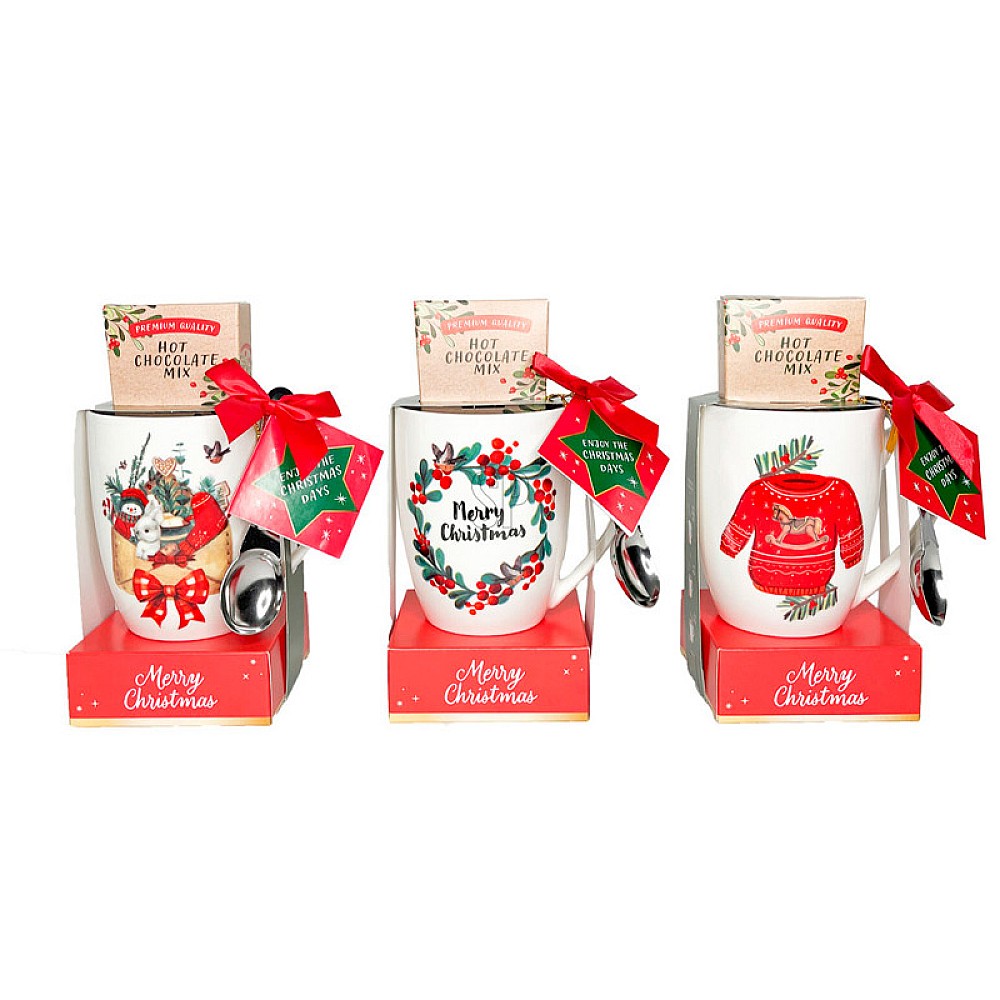Set Becky Christmas: cana, lingura, ciocolata calda, 3 modele