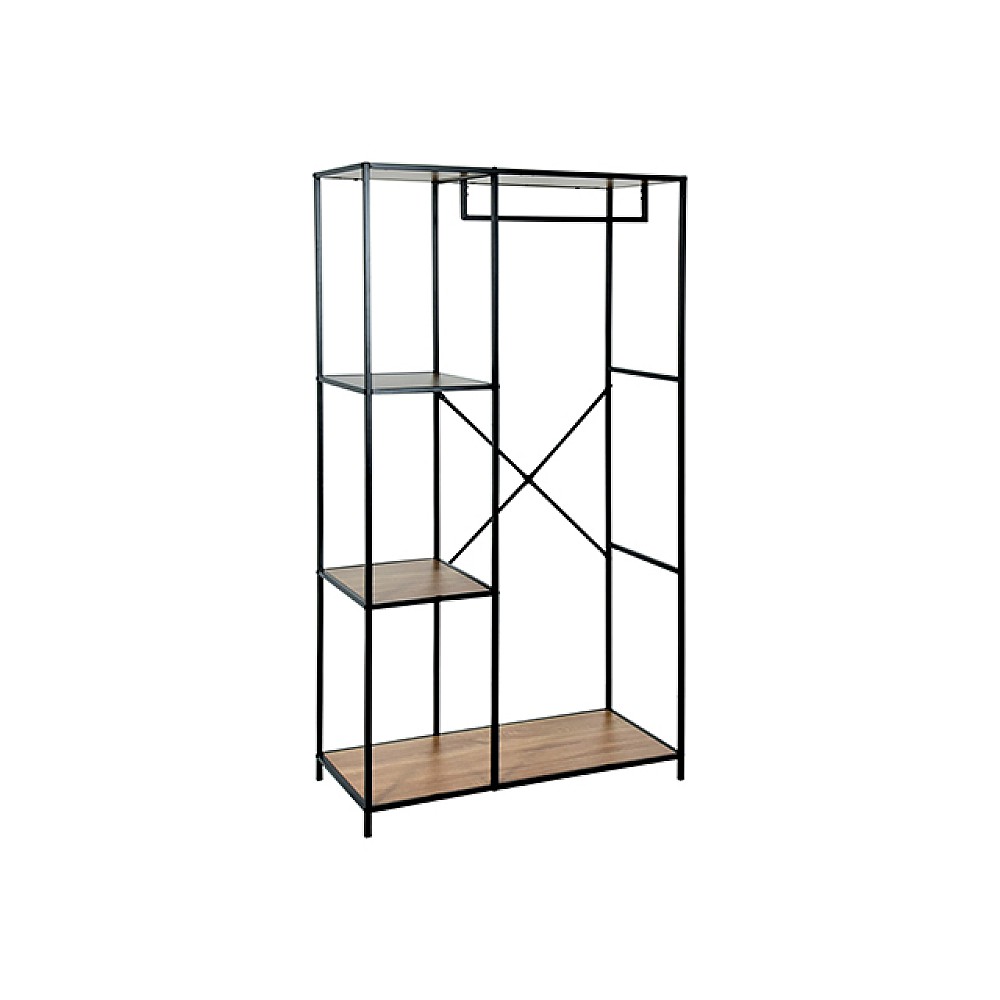 Raft cu 4 polite si bara transversala 90X40X166cm, metal/MDF, natural