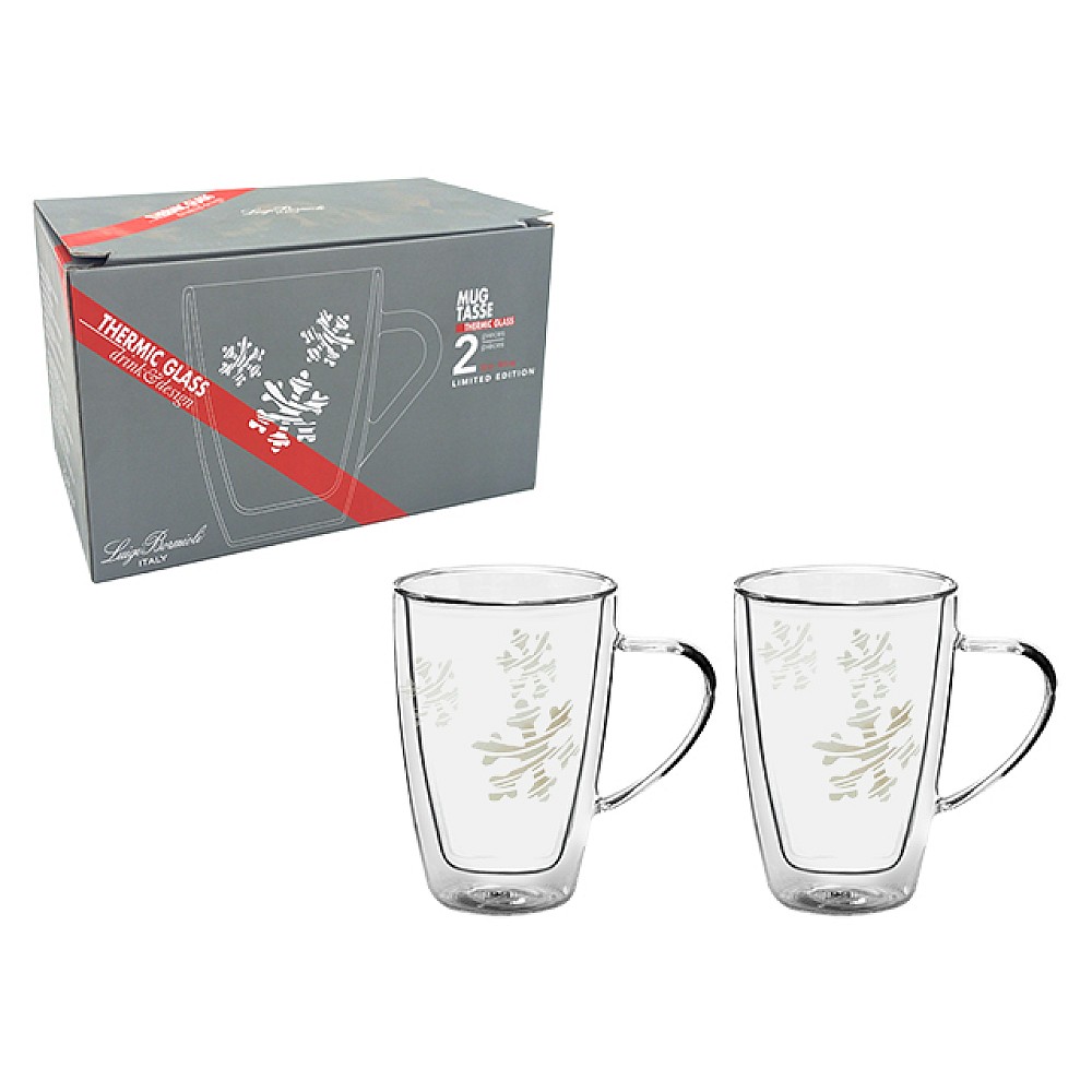 Set 2 cani din sticla cu pereti dubli Thermic Glass, 320ml