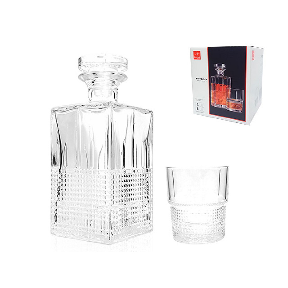 Set carafa 780ml si 6 pahare pentru whisky Bartender