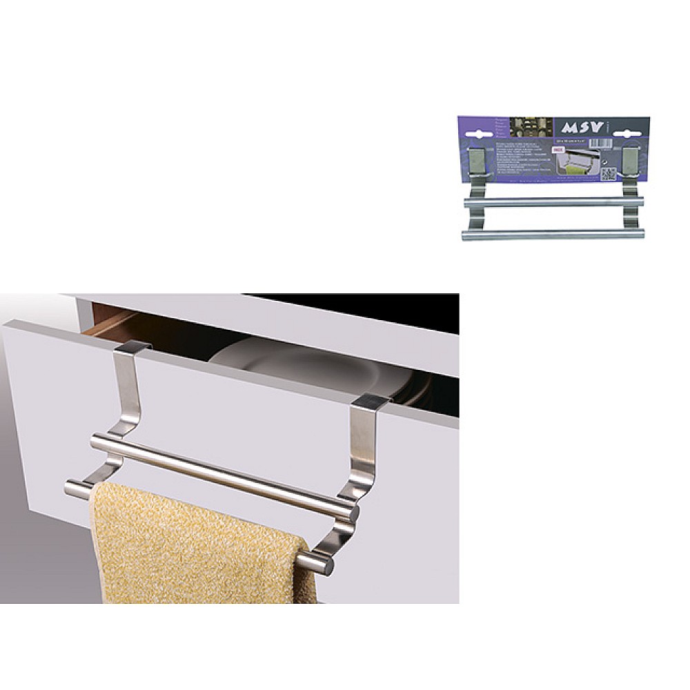 Suport dublu pentru prosoape pe usa MSV 21X10cm, inox