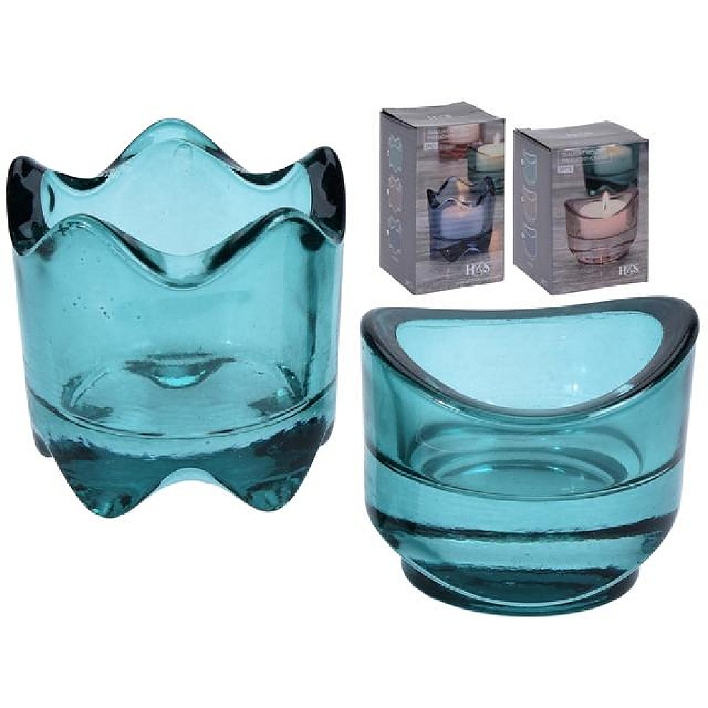 Set sfesnice din sticla 2buc D6X5cm, 3 culori
