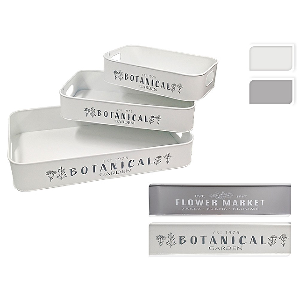 Set tăvi metal ProGarden 3buc: 50X30cm,40X25cm,33X20cm, alb