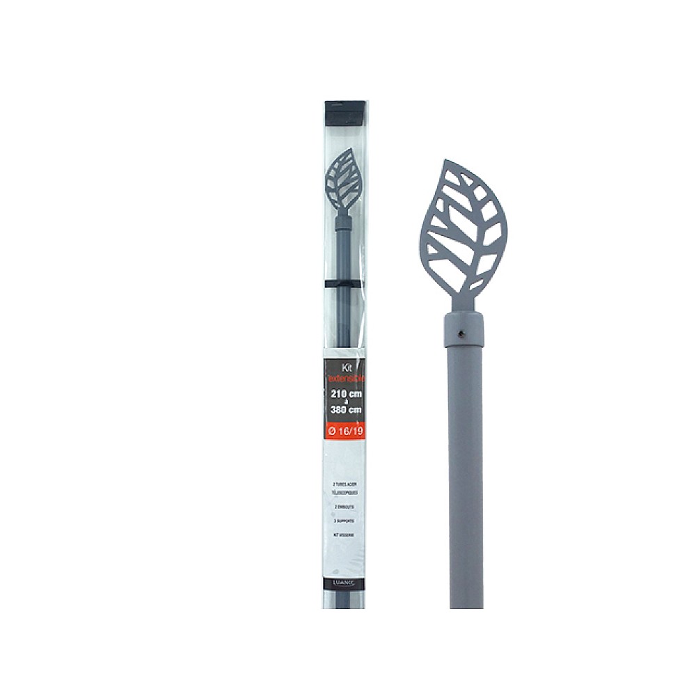 Tija glisanta pentru perdea 210-380cm D16/19mm Luance, gri inchis//Fonteblau