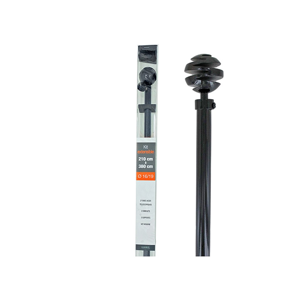 Tija glisanta pentru perdea 210-380cm D16/19mm Luance, negru/ornamente