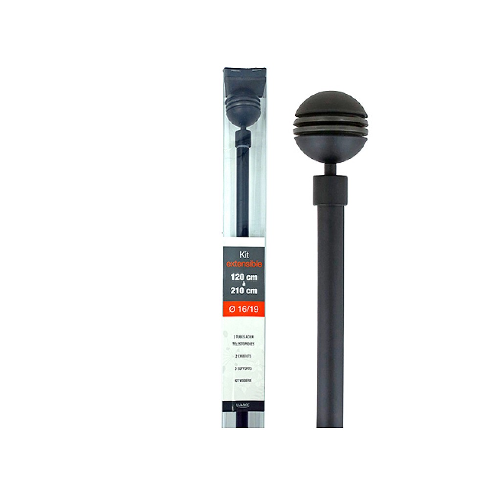Tija glisanta pentru perdea 120-210cm D16/19mm Luance, negru/zenit