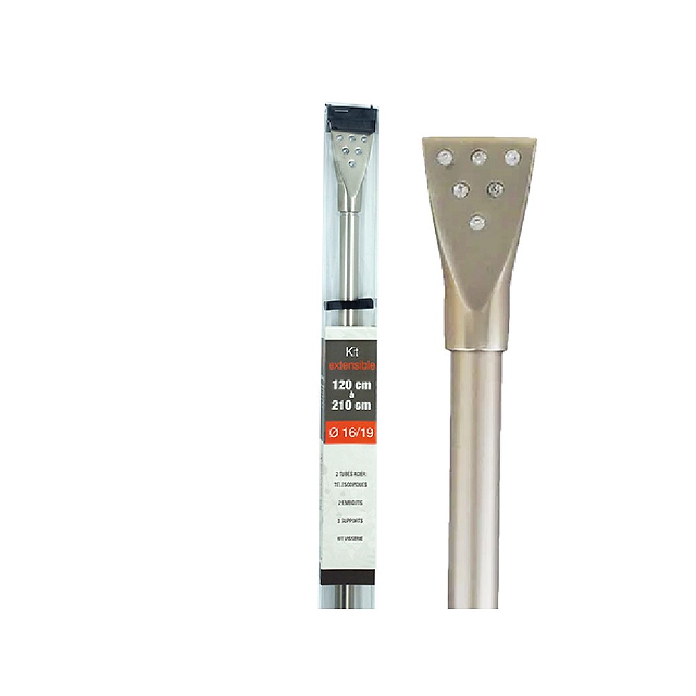 Tija glisanta pentru perdea 120-210cm D16/19mm Luance, argintie/Lemn