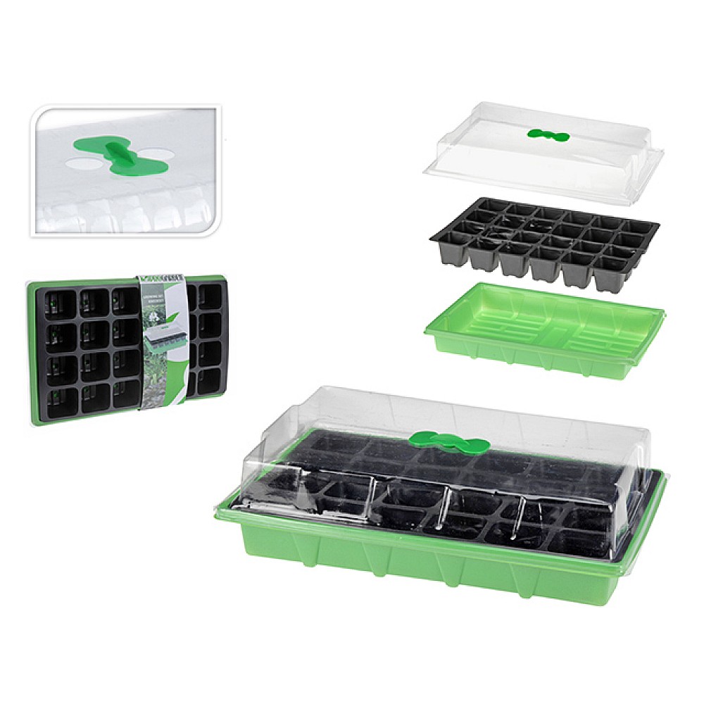 Recipient pentru rasada 24 celule, tava si capac 38X25X11cm