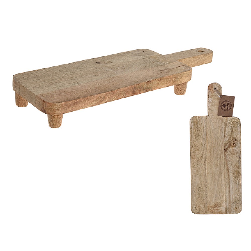 Platou de servire EH 41X15X5 cm, cu picioruse, lemn mango