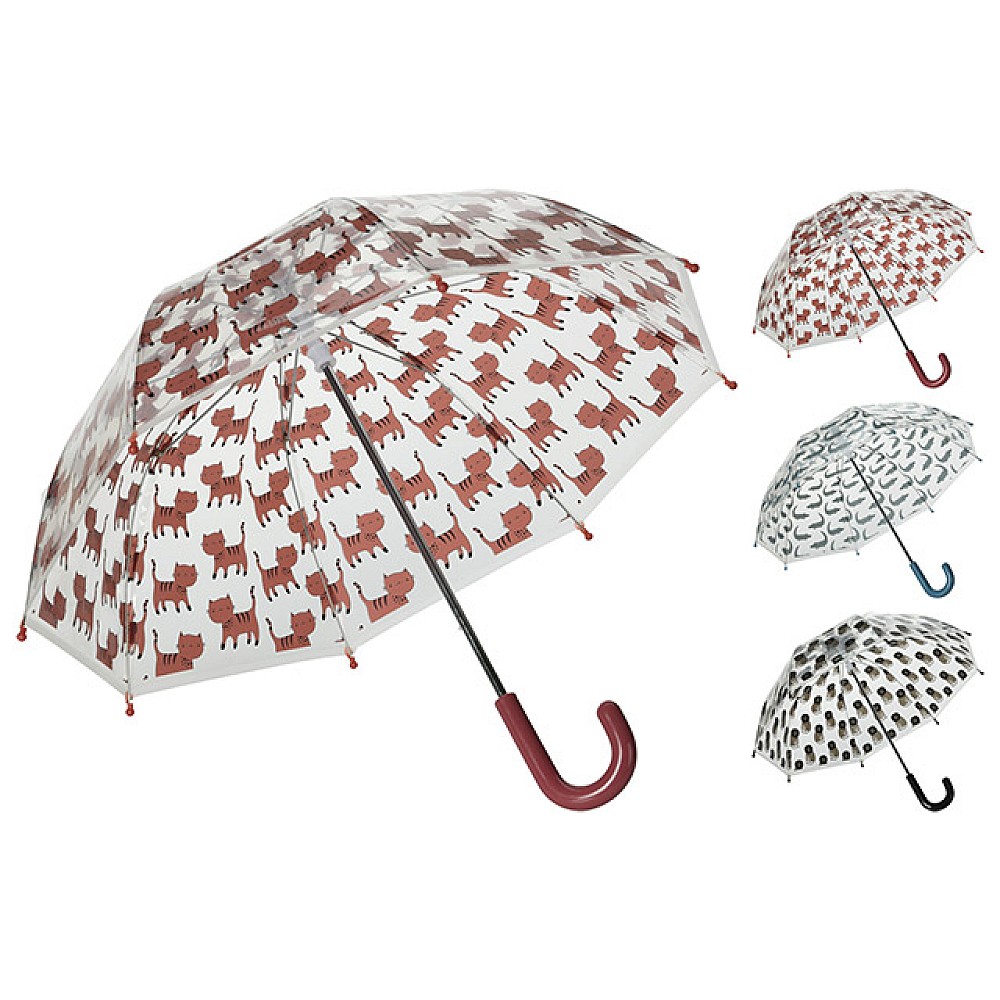 Umbrela tip baston pentru copii D75cm transparent Piove, desen