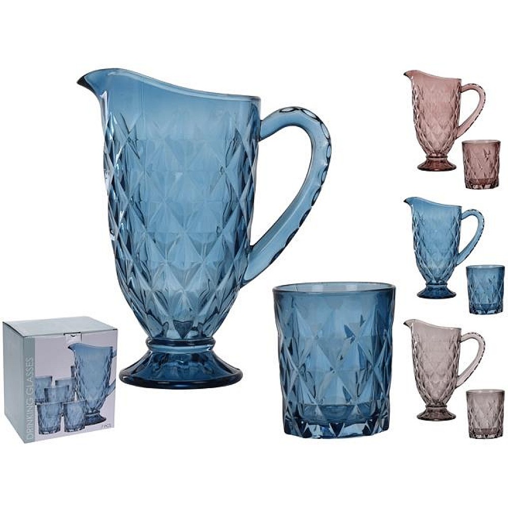 Set ulcior 1l si 6 pahare 250ml EH, 3culori