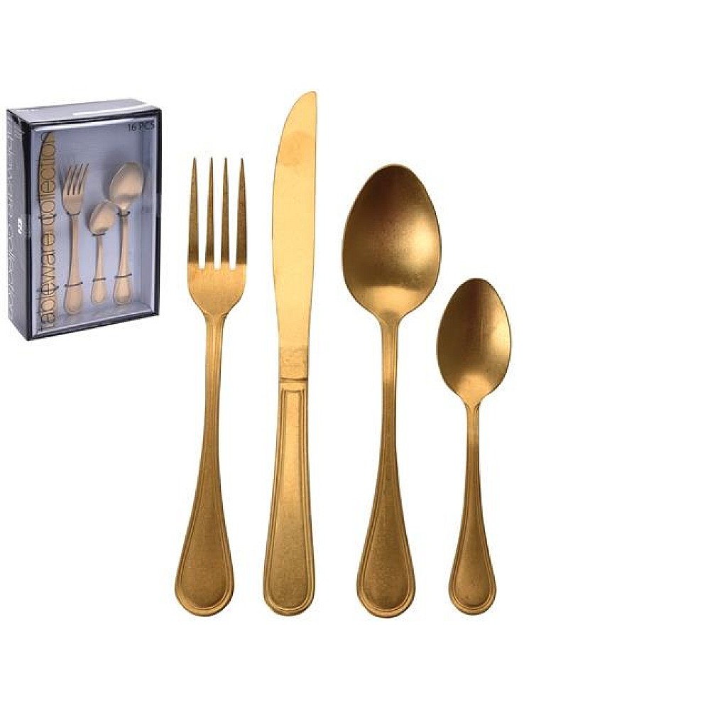 Set de tacâmuri EH 16buc Antigue Gold, inox