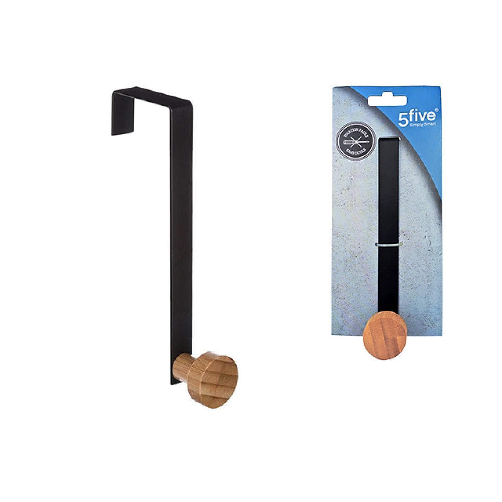 Cârlig suspendabil Five 16.5cm, negru, din metal/bambus