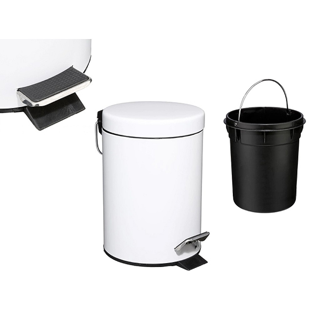 Cos pentru gunoi cu pedala Five 3l D17X24.5cm, metal, alb