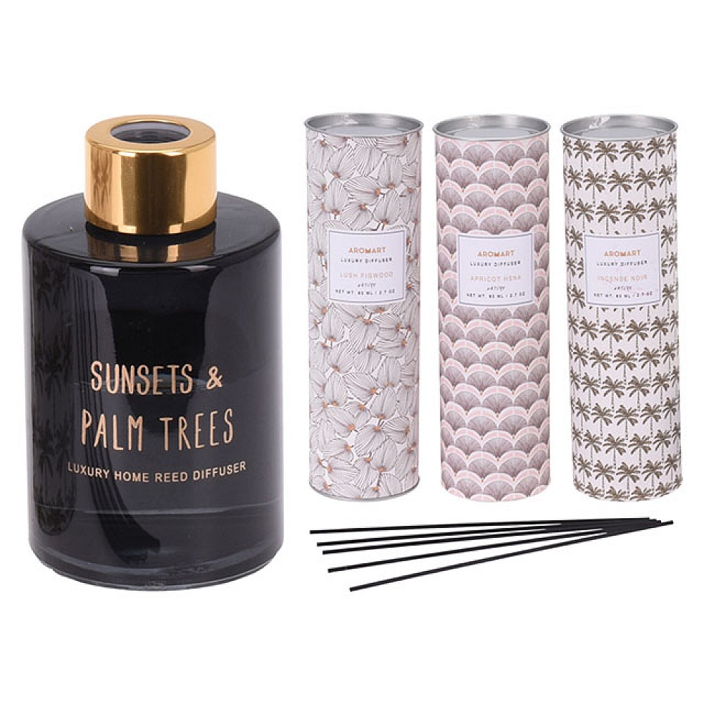 Aromatizator 80ml + baghete, 3 mirosuri, in tub 