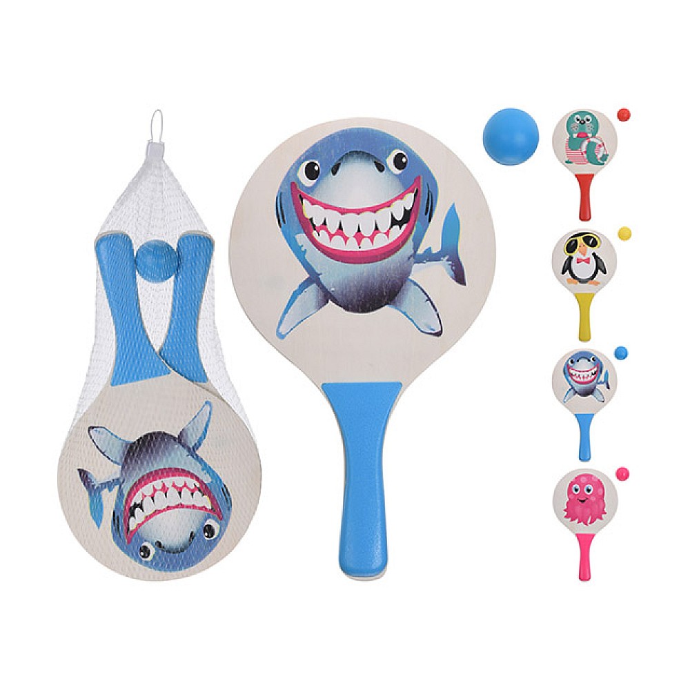 Set tenis pentru copii: 2 palete +minge 4cm, 4imagini