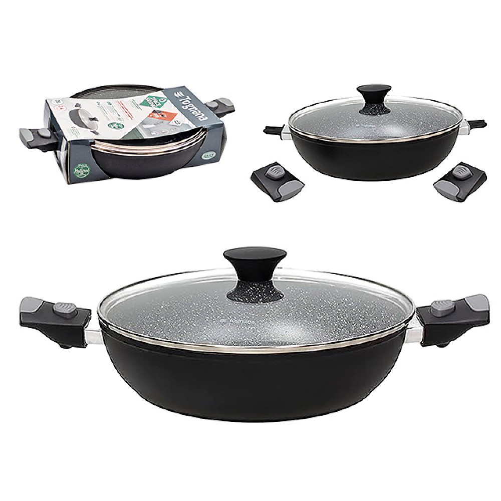 Tigaie cu capac Tognana Space Saving 28 cm, 3.4 l, cu 2 manere detasabile
