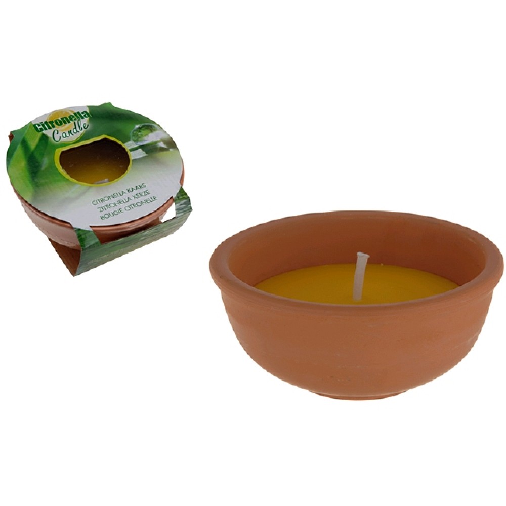 Lumanare Citronella parfumata D15/13cm, candelabru din ceramica, outdoor