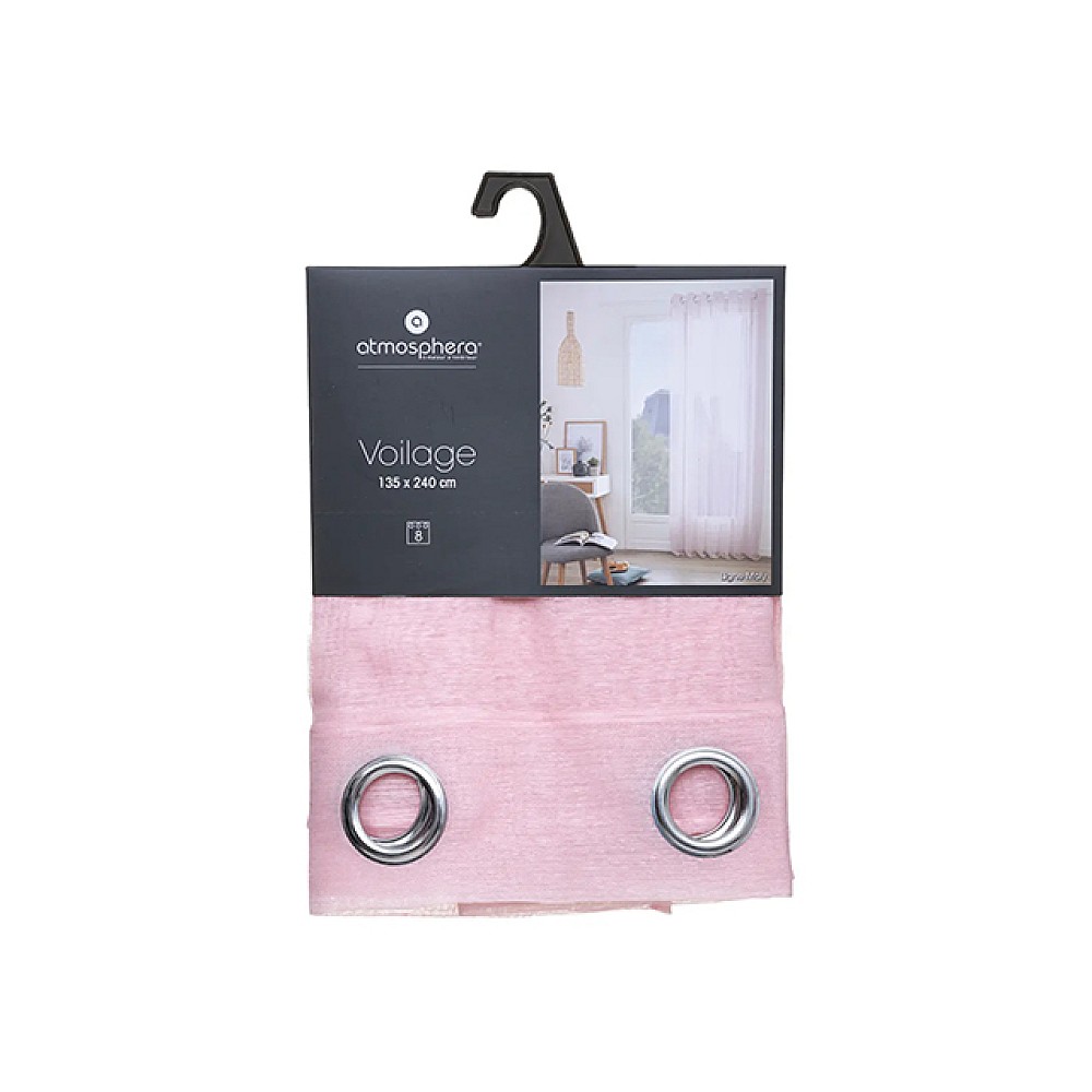 Perdea transparenta 135X240cm Atmosphera Moly, roz, poliester