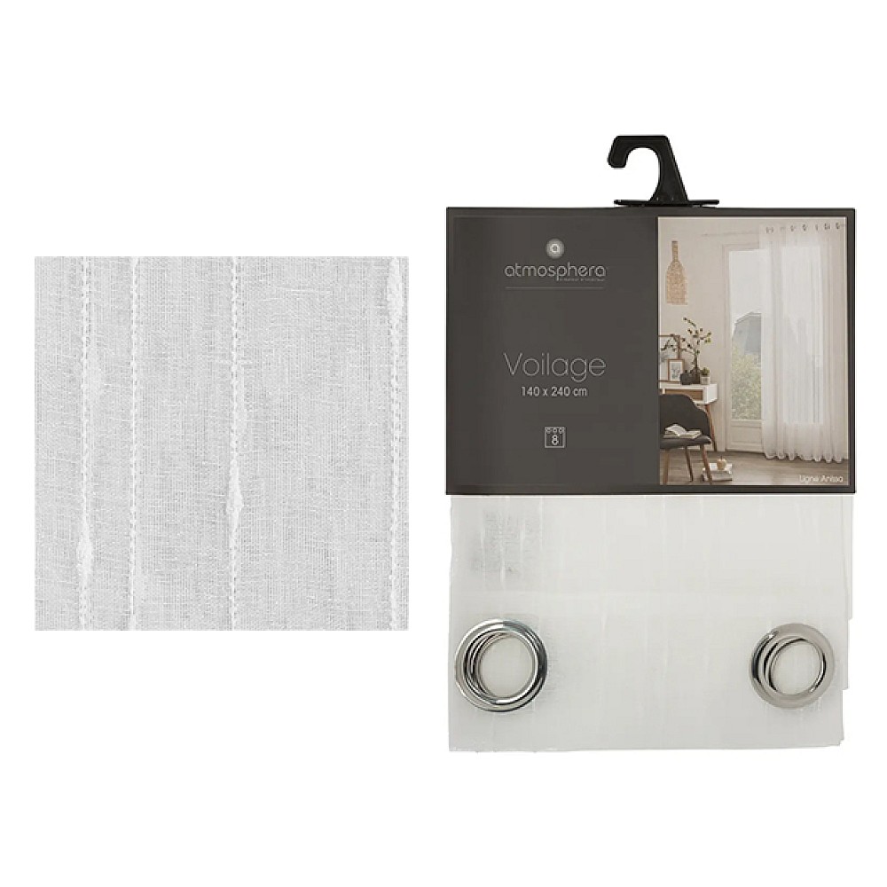 Perdea transparenta 140X240cm Atmosphera Anissa, alba, poliester