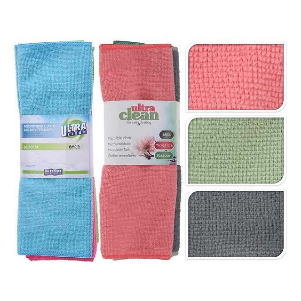 Set lavete din microfibra Ultra Clean 6buc, 30X30cm, 3 culori