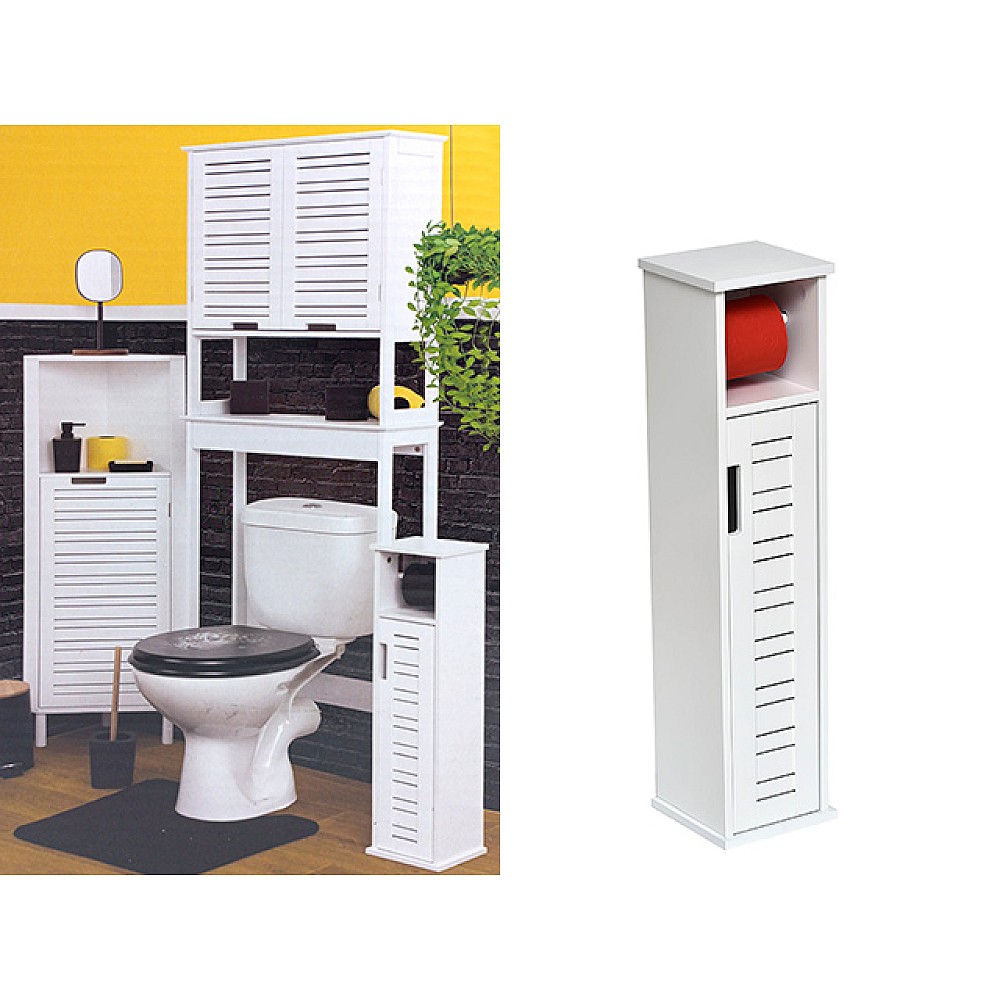 Suportul rezerva pentru hartie WC Tendance 18X18X75cm, alb, MDF/bambus