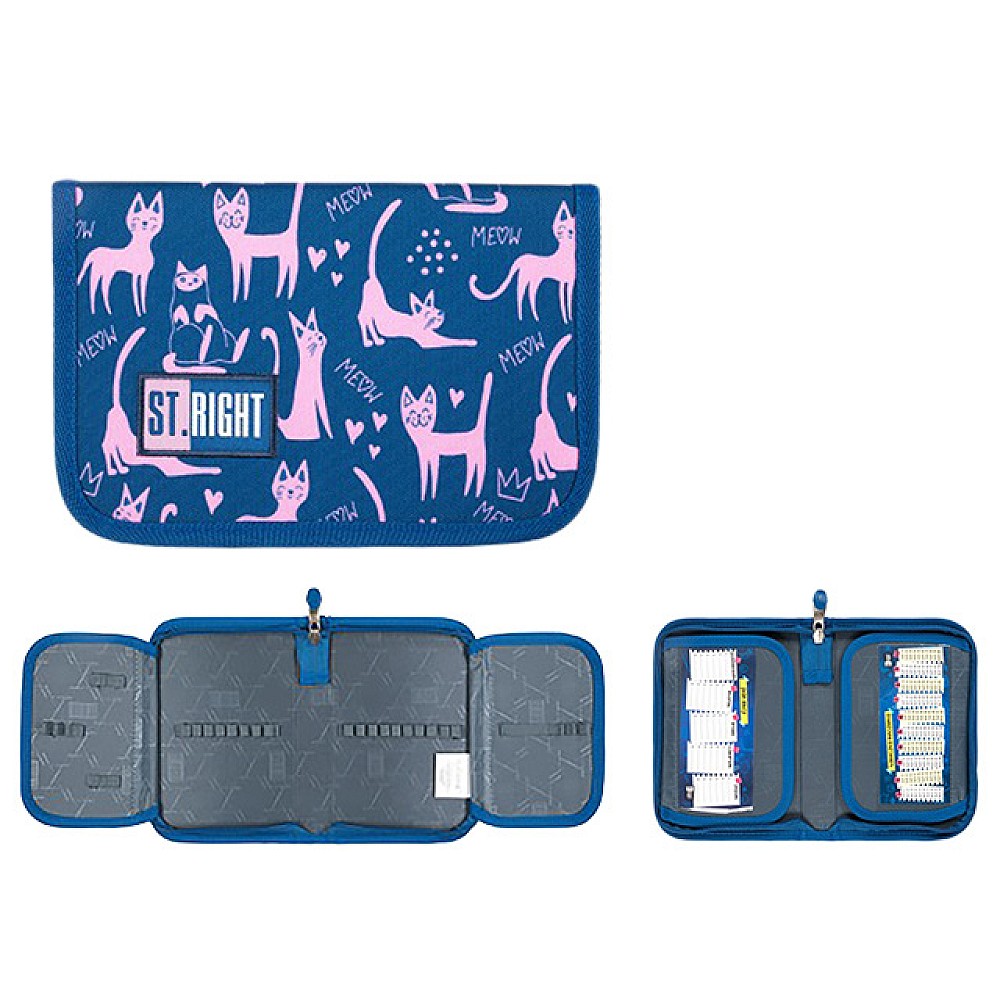 Penar 20.5X14X3.5 St.Right Lazy Cats, textil, cu 2 buzunare