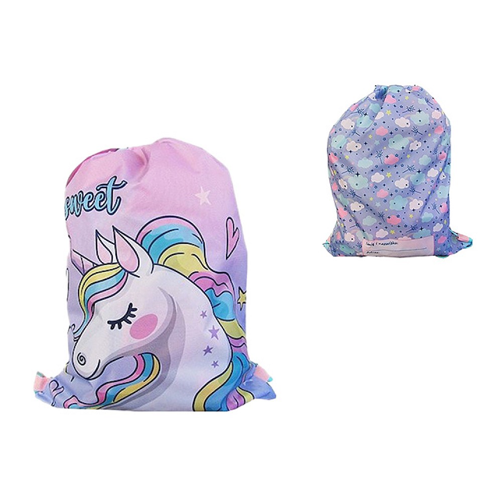 Geanta-rucsac pentru incaltaminte PREMIUM Pastel unicorn 45X32cm