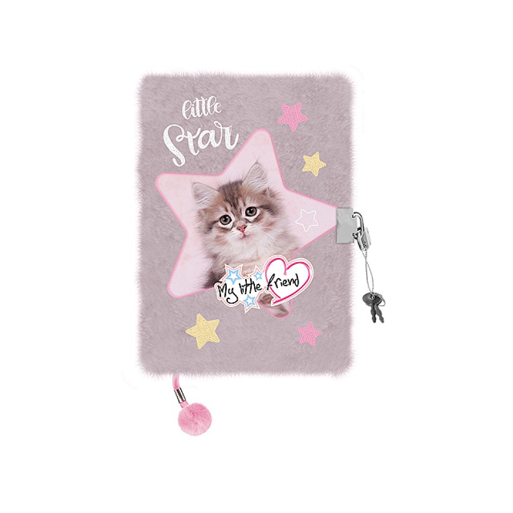 Agenda cu lacat A5 96foi My Little Cat Grey, coperta plus