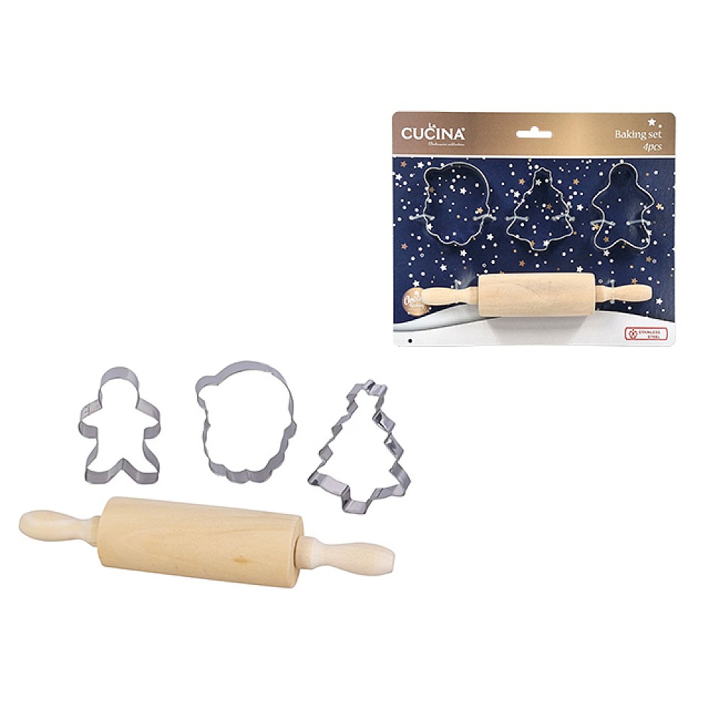 Set ustensile de cofetarie pentru copii 3 forme Christmas, sucitor